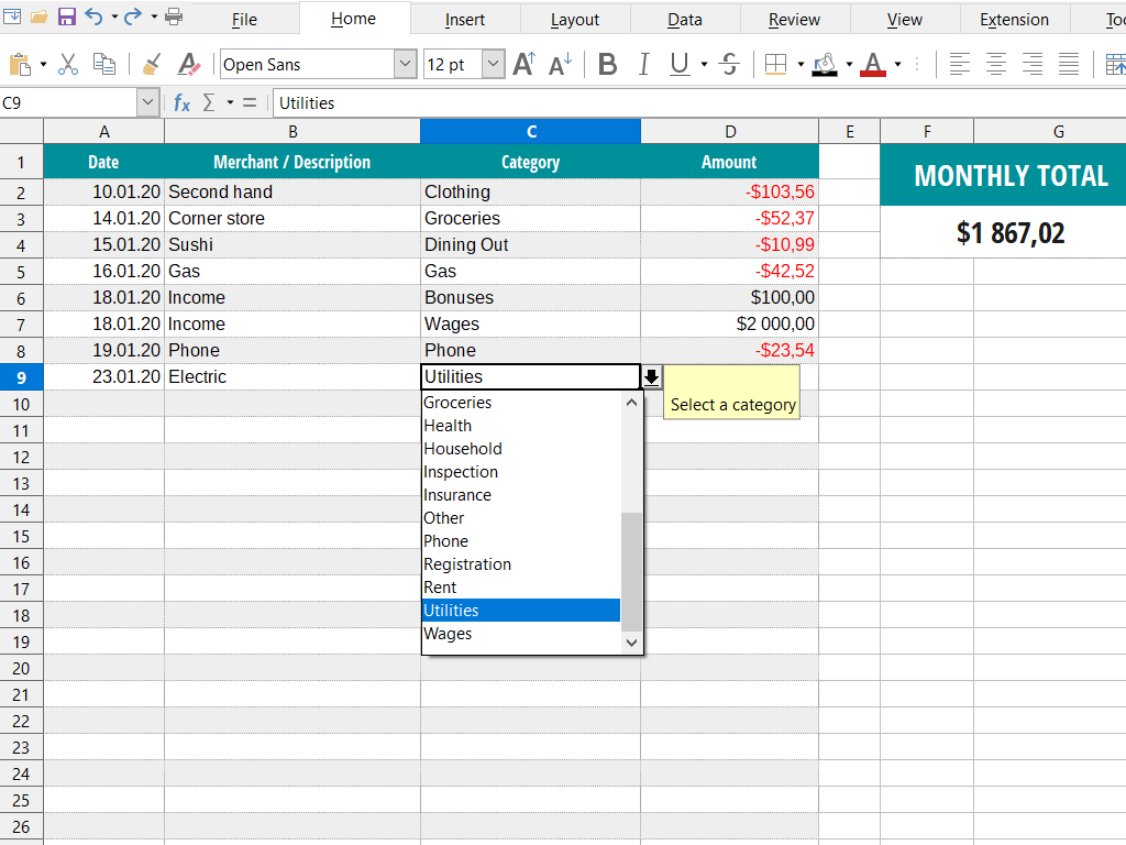 скріншот Calc